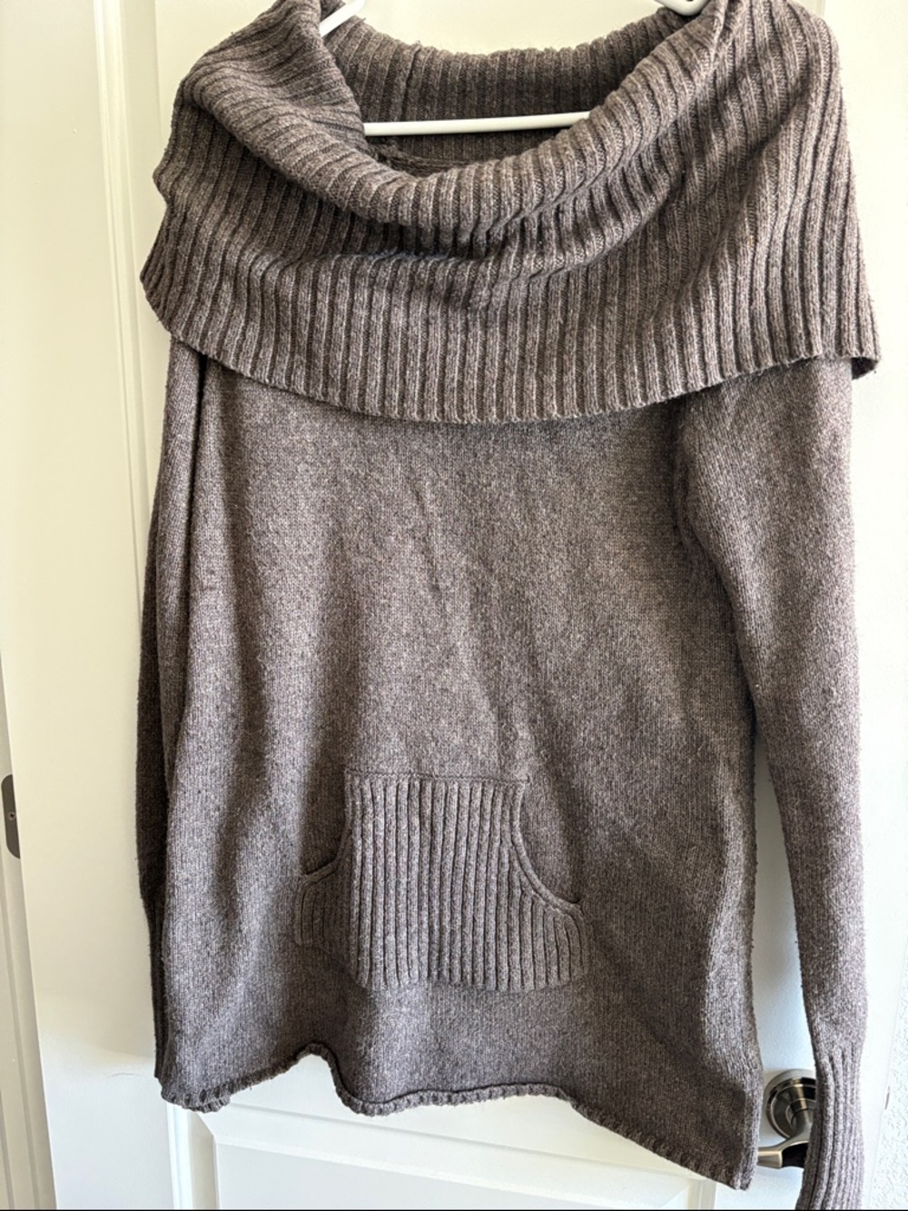 GAP Taupe Ribbed Cowl Neck Pullover Sweater
